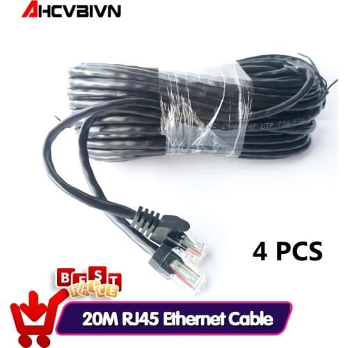 Value 4 pcs 20M 65ft cat5 Ethernet Network Cable RJ45 Patch Outdoor Waterproof LAN Cable Wires For CCTV POE IP Camera System