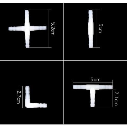 10pcs/lot 4mm Aquarium Fish Tank Air Pump Connector T Shaped Connector Control Valve Air Pipe Tube Accessories Plastic
