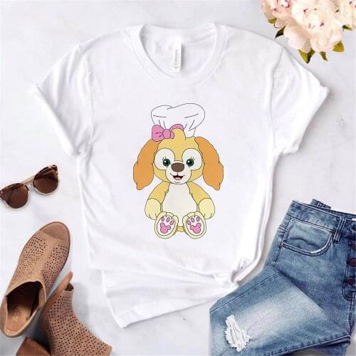 2021 Fashion Duffy Disney Bear T Shirt Women Fashion Harajuku Short Sleeve Girls Graphic Tshirt White T-shirt Tops Dropship