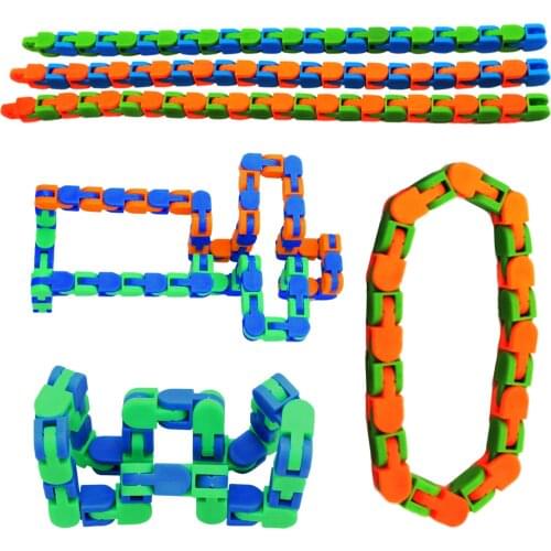 24 Links Wacky Tracks Snap and Click Fidget Toys Bike Chain Spinner Bracelet Snake Puzzle Anti Stress Toys for Kids Adults