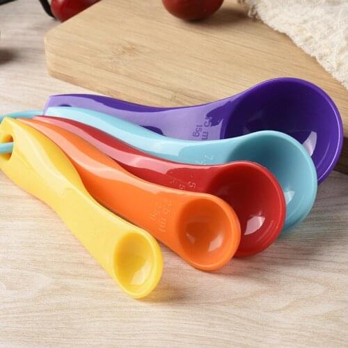 5Pcs/set Lovely Colorful Plastic Measuring Cups Measure Spoon Kitchen Tool Kids Spoons Measuring Set Tools For Baking Coffee Tea