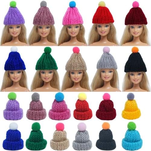 5 Pcs / Set Randomly Doll Hat Knit Cute Cap Fashion Daily Headwear for Barbie Doll Accessories Dollhouse Baby Girl DIY Toys