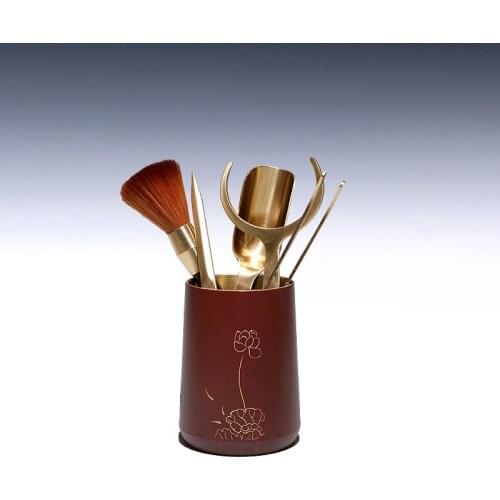 Two 】 kung fu tea tea tea accessories brass lotus tea six gentlemans suit ChaZhen XiCha knife
