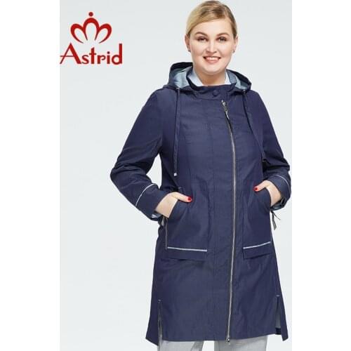 Astrid 2021 Spring Autumn Womens Trench Coat Women Jacket Plus Size Zipper Outerwear Female Denim Blue Long Windbreaker AS-9012