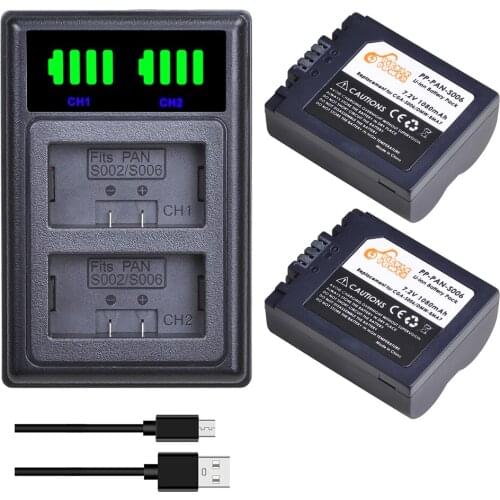 CGA-S006 DMW-BMA7 Battery +LED Daul USB Charger for Panasonic Lumix DMC-FZ7 DMC-FZ8 DMC-FZ18 DMC-FZ28 FZ30 FZ35 FZ38 FZ50 Camera