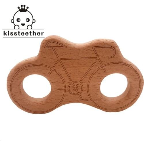 Beech Bicycle Wooden Teether Customizable Baby Teether Diy Teething Necklace BPA Free Food Grade Teether Pendants