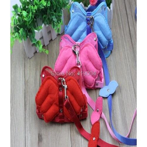 Fedex dhl Free shipping New Angel Wings Adjustable Safety Pet Harness Leash Dog Harnesses S/M/L Size 3 colors,100pcs/lot
