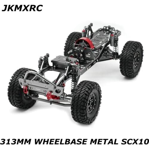 JKMXRC 1/10 Rc Rock Crawler Car CNC METAL Axial SCX10 Chassis With Carbon Frame Wheelbase 313mm Gun Metal