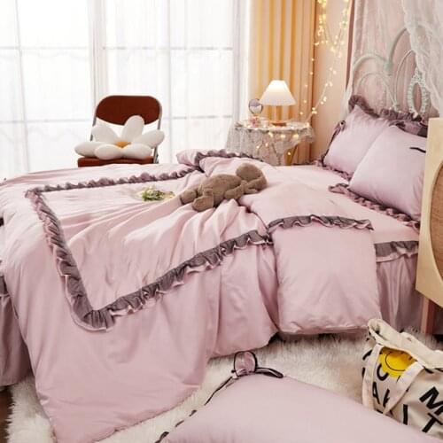 Cilected Korean Black Lace Quilt Cover Ins Princess Wind Ice Silk Quilt Cover Pillowcase Duvet Core Protective Cover Home Decor