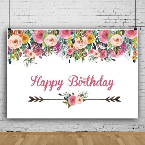 Beautiful Pink Flower Party with White Background Home Studio Photography Photo Girl Birthday Table Decor Custom Vinyl Backdrop