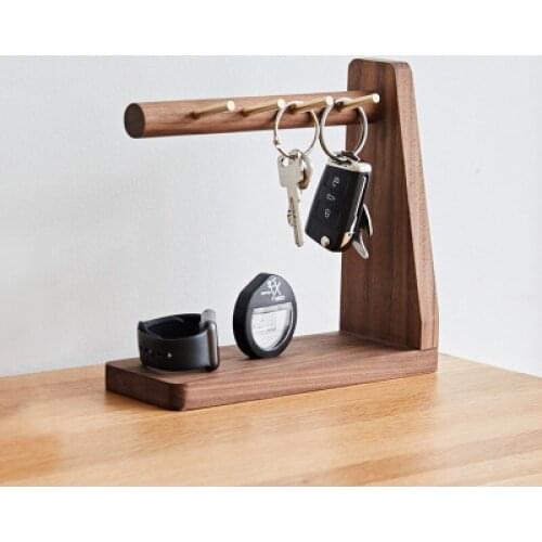 Creative solid wood porch key storage ornament shelf living room entrance desktop key storage box home gift