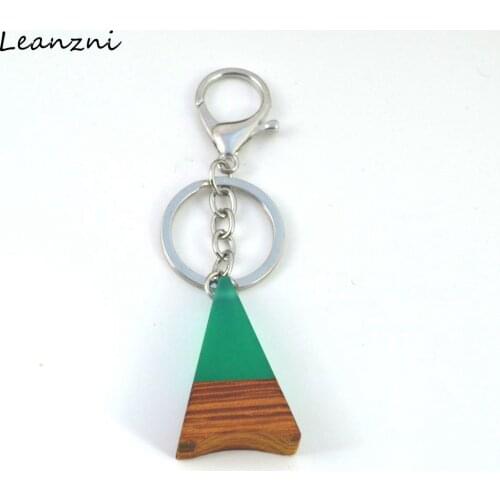 Leanzni The classic wooden resin model hand-sanded men and womens Key chain Fashion gift