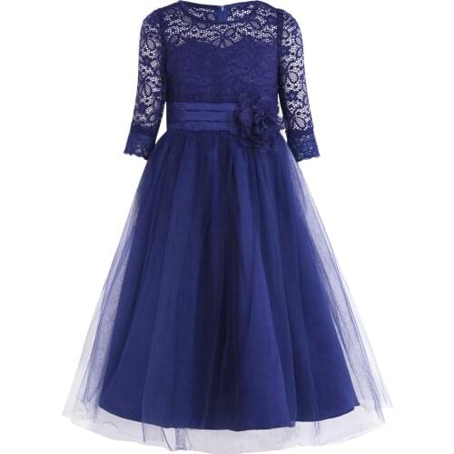 Summer Half Sleeves Flower Girls Dress Lace Princess Dress Mesh Tutu Party Wedding Dress Costume Kids Dresses For Girls Children