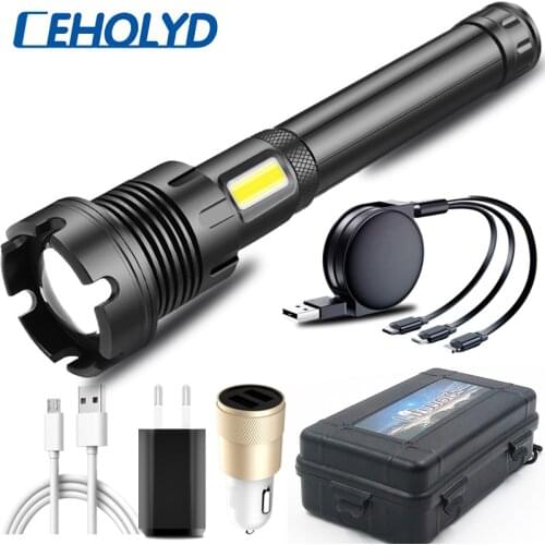 CEHOLYD Powerful XHP160 16-core Led Flashlight Powerbank Torch Usb Rechargeable 18650 or 26650 Battery Zoomable Aluminum Lantern