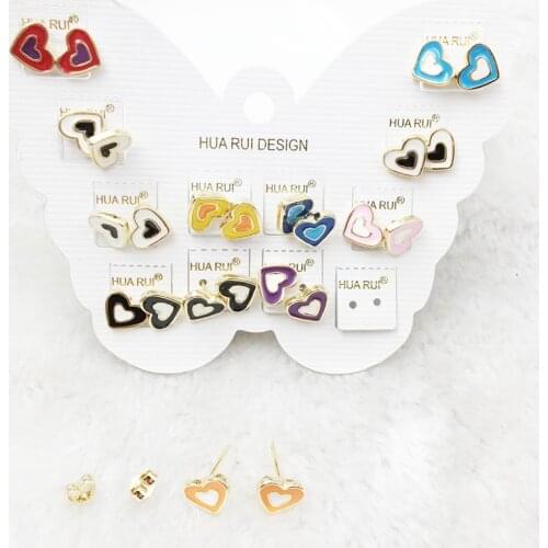 Cartoon Simpsons Stud Earring for Women Ear Accessories Cute double heart Earings For Girl Statement Jewelry