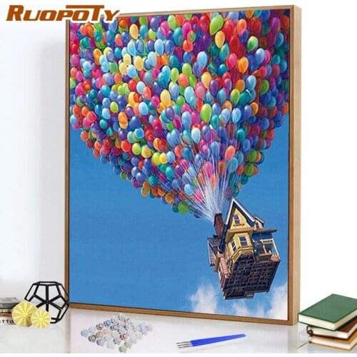 RUOPOTY DIY 60×75cm Painting By Numbers Landscape Coloring By Numbers Hot Balloon Home Decors Artcraft Diy Kits On Canvas
