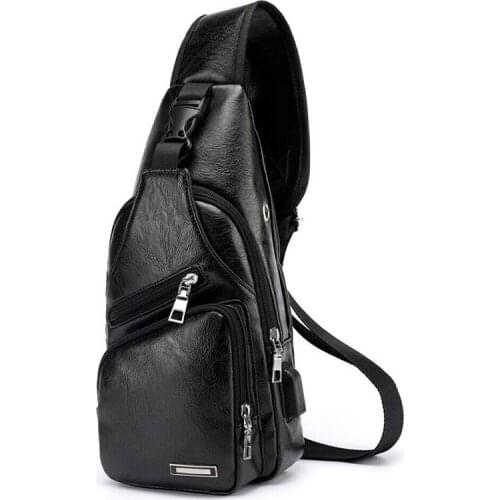 Fashion men chest pack USB charging chest bag crossbody bags anti theft for Outdoor Sports Messengers Bag ZJ55