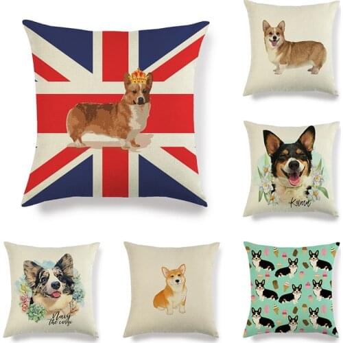 45cm*45cm pet dog corgi design linen/cotton throw pillow covers couch cushion cover home decorative pillow covers