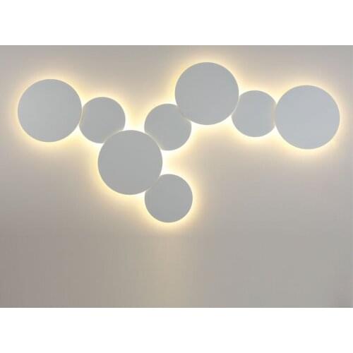 Novelty led wall lamp Nordic staircase corridor lighting 110v-220v modern minimalist living room black / white round wall lamp