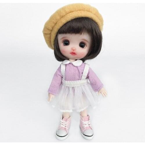 OB11 doll dress size GSC fashion versatile long-sleeve shirt + Princess Salsa dress + striped hat classic lovely 3 piece set