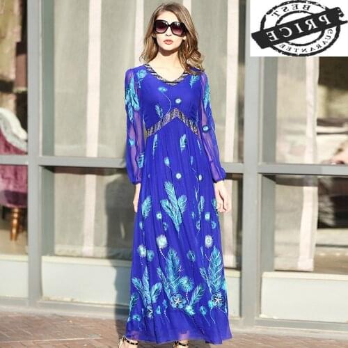 Real Silk Dress Women Slim Long Summer Dress Elegant Spring Feather Clothes Beach Party Dresses Vestidos Verano LWL1a11