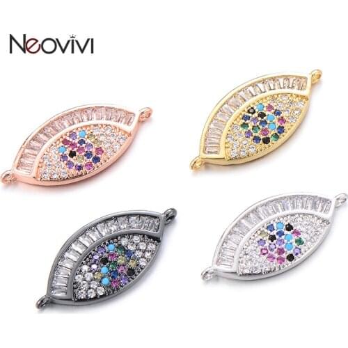 Neovivi Micro Pave CZ Devils Eye Charms for Jewelry Making Colorful Zircon Charm Fit Bracelets Handmade DIY Wholesale Findings