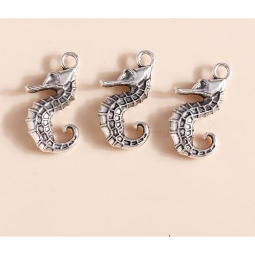 10pcs 12*22mm Hippocampus Charms Fit Necklaces Pendants Earrings Vintage Antique Silver Color DIY Jewelry Accessories Making