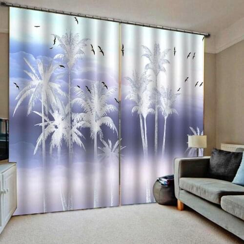 Blue beach curtains 3D Blackout Curtains For Living room Bedding room Drapes Cotinas blackout curtains