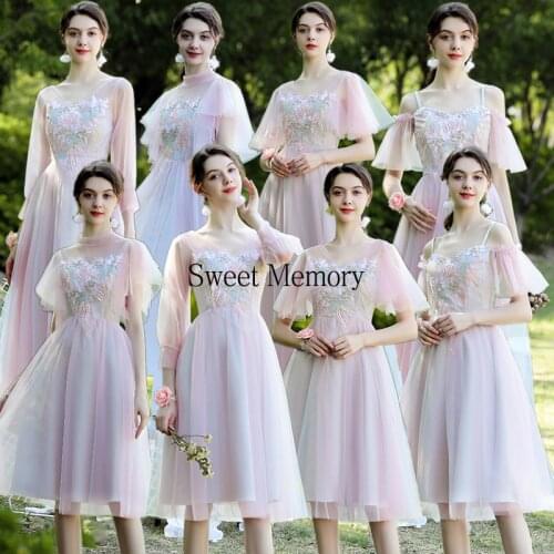 020 Cheap Bridesmaid Dresses Bride Sisters Wedding Party Vestidos Sweet Memory