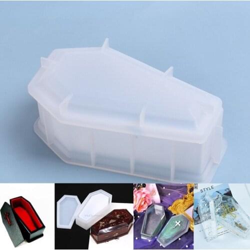 Goth Crystal Coffin Storage Box Silicone Mold Resin For Halloween Gothic Container Mold Art Supplies DIY Resin Making