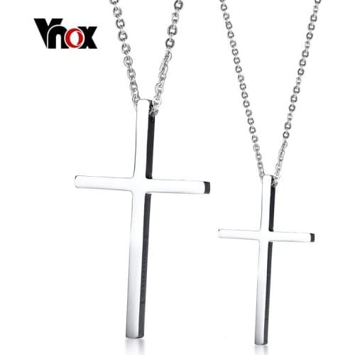 Vnox Cross Couple Necklace for Women Men Stainless Steel Engraved Immanuel Pendant Necklace Color Love Promise Jewelry