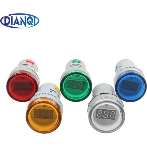 22MM AC 60-500V LED Voltmeter voltage meter indicator pilot light Red Yellow Green white Blue digital