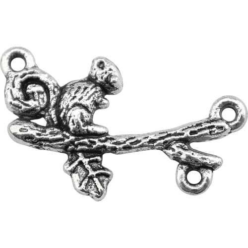 WYSIWYG 10pcs 22x14mm Pendant Squirrel Branch Squirrel Charm Pendants Antique Silver Color Branch Squirrel Pendants