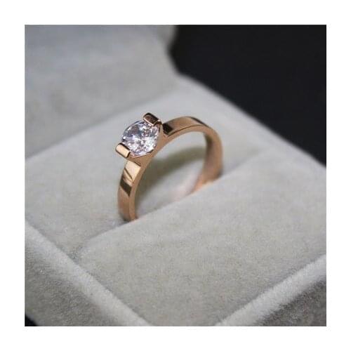 YUN RUO 2020 Rose Gold Colors Luxury AAA Zirconia Finger Ring for Woman Man Wedding Jewelry 316L Stainless Steel Never Fade
