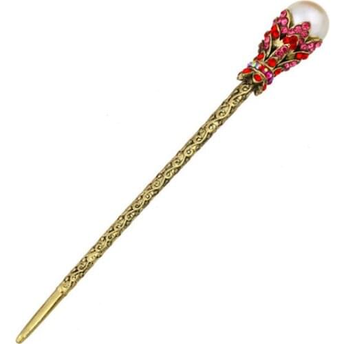 Vintage Hair Sticks Pearls Rhinestone Headwear Women Coiled Hair Classical Temperament Hair Jewelry Accessories Hairpin Forks