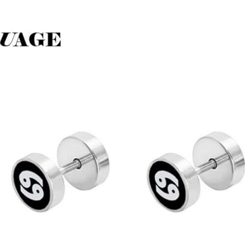 UAGE Silver Color Punk Earrings For Women Jewelry Cancer Zodiac l Charm Jewelry Inspired Vintage Earrings Gift