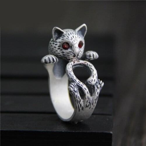 Hot Sale New Charming Big Cat Finger Rings For Women Female Big Large Retro Vintage Rings Gothic Jewelry 2021