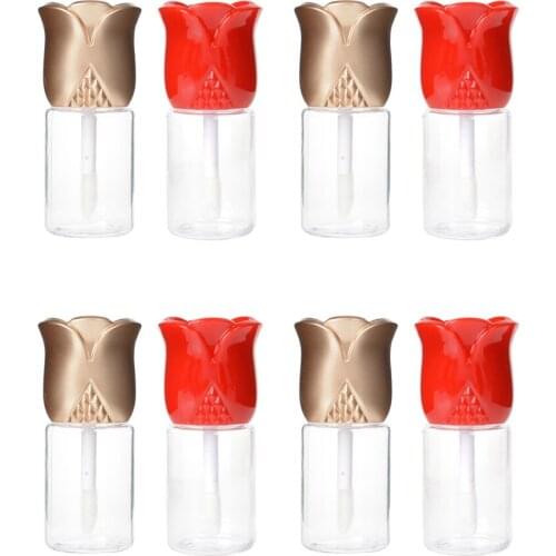 1pcs 10.5ml Empty Lip Gloss Tubes Transparent DIY Lip Balm Bottle Containers with Rose Flower Shaped Cap Makeup Tool