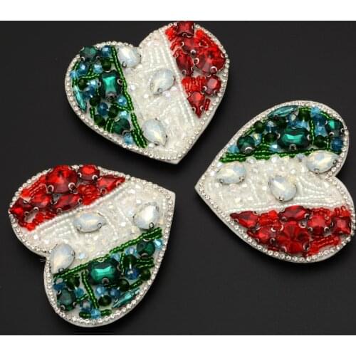 1 Piece Italy Heart Badge Beaded Patch Applique DIY T-shirt Jacket Coat Sweater Sew On Bag Fashion Decoration Patches