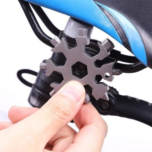 18 in 1 snowflake multi camp key ring outdoor spanner survive hex wrench pocket tool multifunction hike keyring multipurpose