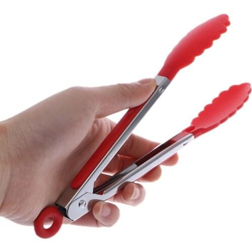 2020 New Stainless steel Silicone Kitchen Tongs BBQ Clip Salad Bread Cooking Food Serving Tongs Kitchen Tools MAR24_30