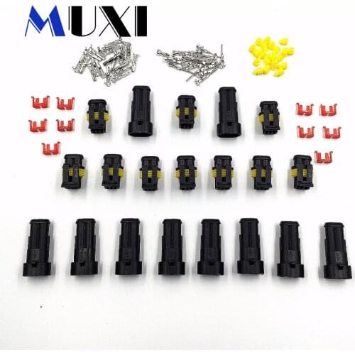 5Pcs/Lot Waterproof Dustproof AMP 2 Pin Way HID Connector Car Light Connector Electrical Wire Connector Plug