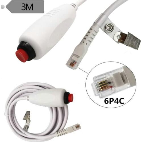 6P4C Nurse Call cable Push Button Cable Nurse Station Universal Replacement Call Cord with Bed Sheet Clip 3m