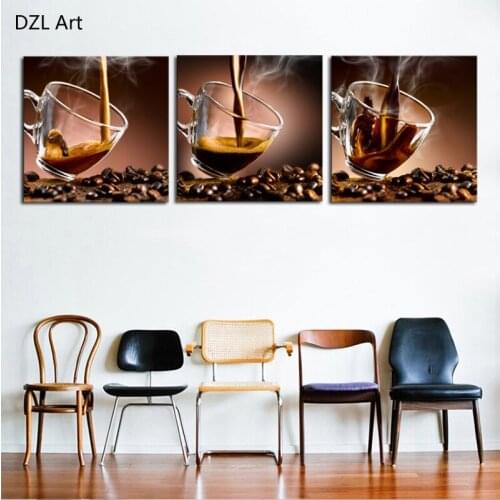 Unframed 3 Piece Coffee Cup Modern Home Wall Decor Canvas Art Picture Print Painting On Canvas For Home Decor