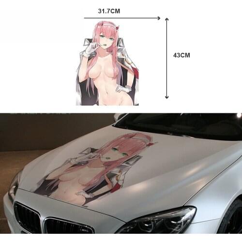Dawasaru Big Car Stickers for Darling In The Franxx Zero Two Anime Beauty Sexy Decals Vinyl Waterproof Car Wrap, 43cm