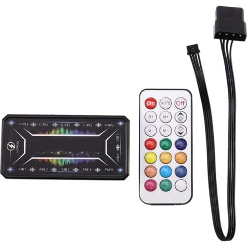 Computer PC Case Fan Control Board RGB Fan Remote Control Switch Colors Control Panel Can Insert 10 RGB Fans(1 Controller)