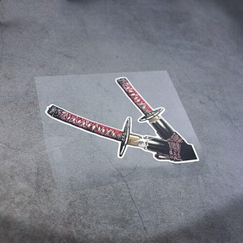 Waterproof Bumper Scratches Japanese Samurai Knife Glass Window Computer Case Electric Car Sticker