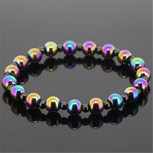 1pc colorful iron beads stone bracelet charm 8mm beads men stone bracelet for unisex jewelry