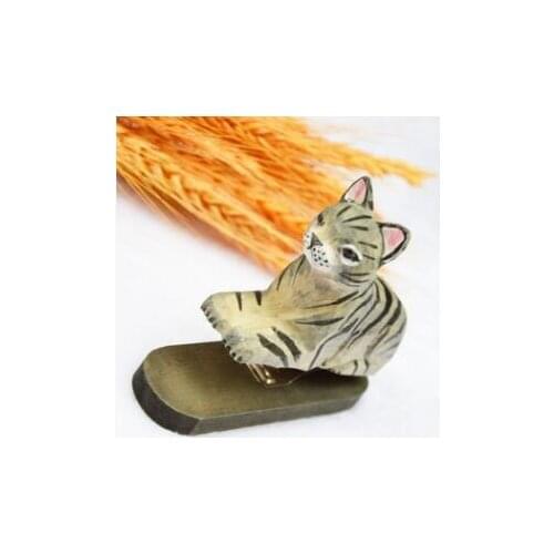 Wooden Hand Carved Office Stapler Cute Animals Painted Carved Design Desk Decor