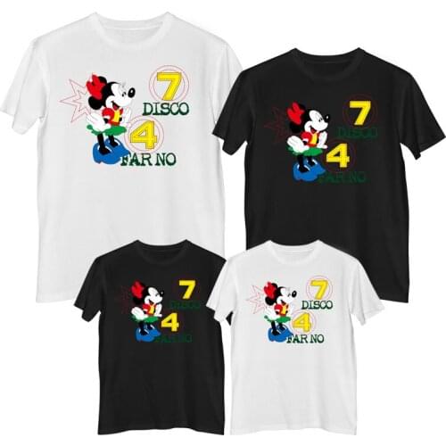 Disney Minnie Mouse T shirt Summer Comfortable 100% cotton Fashion Woman T-shirts Clothes girl mom and daughter matching clothes
